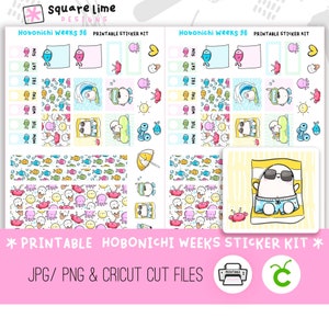 SUMMER Themed Hobonichi Weeks Printable Sticker Kit #36 - Digital Stickers - JPG, PNG and Cricut Files + Design Pack