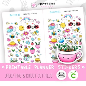 FRÜHLING 2 - Druckbare Aufkleber - JPG, PNG und Cricut Dateien