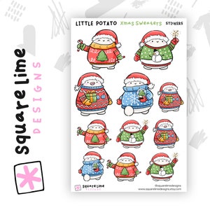 Christmas Sweaters Stickers featuring Little Potato - Xmas Stickers - Planner and Bullet Journal Character Stickers