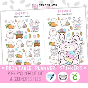Autocollants imprimables Easter 2 avec Little Potato - Digital Stickers - PNG, Cricut et GoodNotes Files