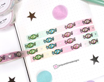 Colourful Candy Washi Tape - Silver Foiled Washi Tape