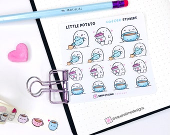 Little Potato Loves Coffee Stickers - Planner Stickers - Diary Stickers - Cute Stickers - Bullet Journal Stickers -  Coffee Stickers