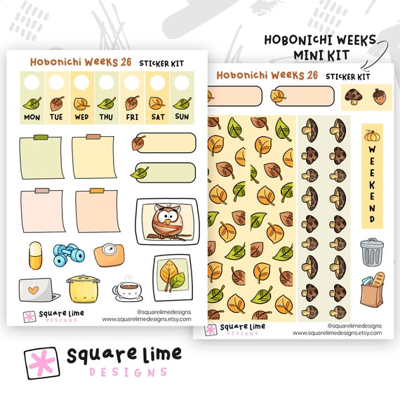 Autumn Themed Hobonichi Weeks Sticker Kit #26 (2 Sticker Sheets) - Planner  and Hobonichi Stickers