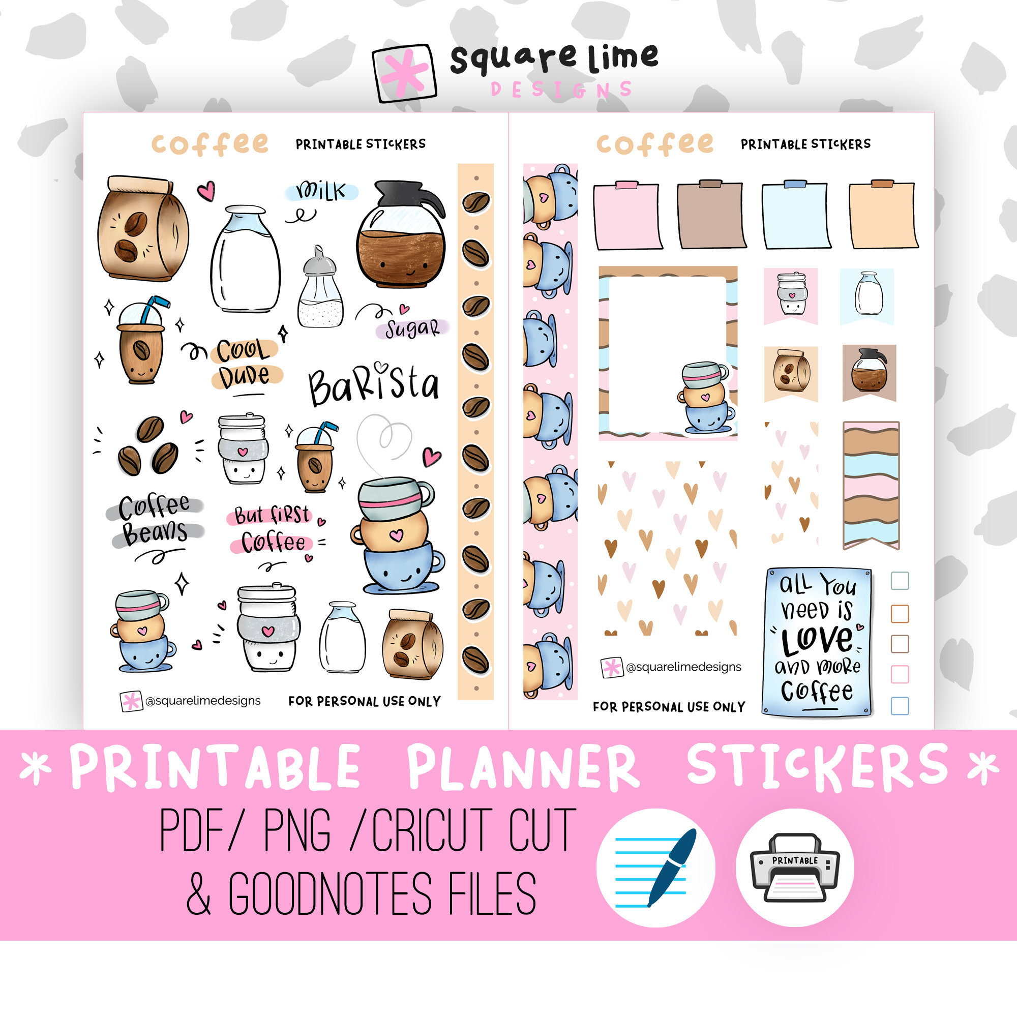 Spring Coffee Shop Stickers for Bullet Journal – ANOOK3