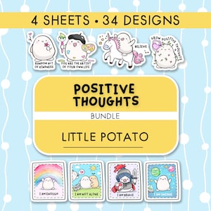 Positive Thoughts Sticker Bundle | Little Potato Affirmation Planner Stickers | Printable & Digital | Goodnotes, Cricut, JPG, PNG
