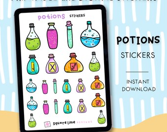 Potions Stickers -  Printable and Digital Stickers - Cute Halloween Designs  - PDF - PNG - Cricut Files -GoodNotes Files