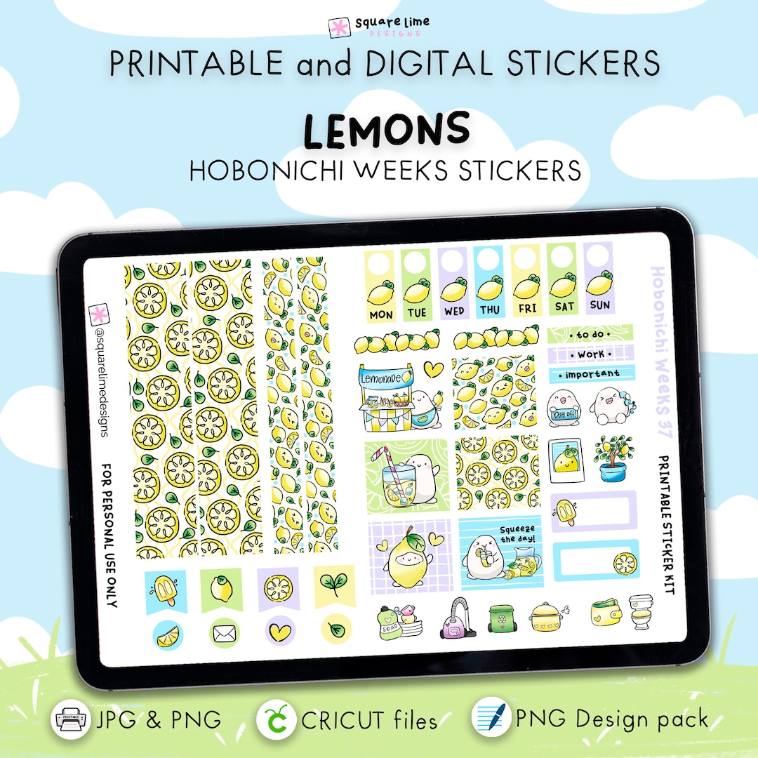 Lemons Hobonichi Weeks Sticker Kit – Printable and Digital Stickers ...