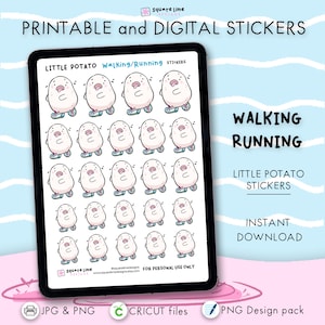 Walking / Running Stickers – Printable & Digital Designs – Little Potato Planner Stickers - JPG, PNG, Cricut, GoodNotes - Instant Download