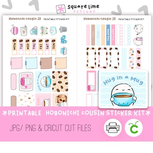 COFFEE Themed Hobonichi Cousin Printable Sticker Kit #25 - Digital Stickers - JPG, PNG and Cricut Files + Design Pack