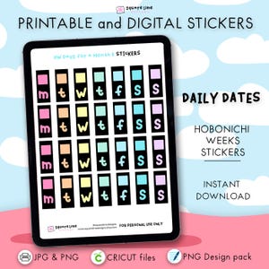 Daily Dates 6 Hobonichi Weeks Sticker Kit – Printable and Digital Stickers – JPG, PNG, Cricut, GoodNotes Files - Instant Download