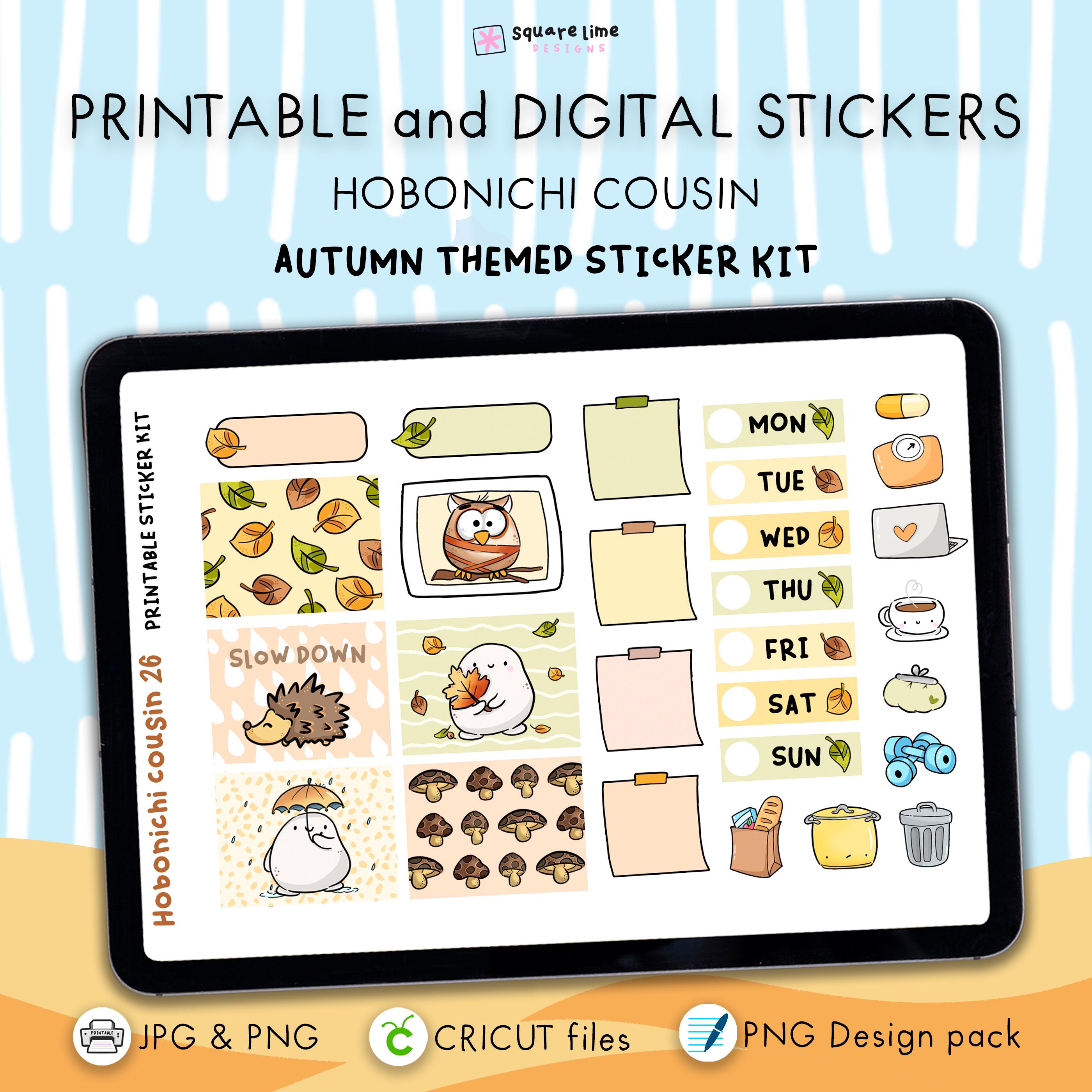 Autumn Themed Stickers - Printable & Digital Hobonichi Cousin Sticker ...