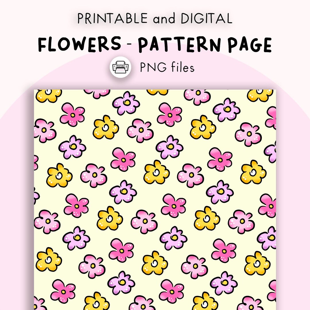 Flowers - Printable Pattern Page - Letter Size / A5 / A6 / Hobonichi ...