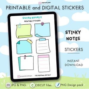 Sticky Notes Stickers – Printable & Digital Designs – JPG, PNG, Cricut, GoodNotes Files - Instant Download