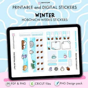 Winter Hobonichi Weeks Sticker Kit – Printable and Digital Stickers – PDF, PNG, Cricut, GoodNotes Files - Instant Download