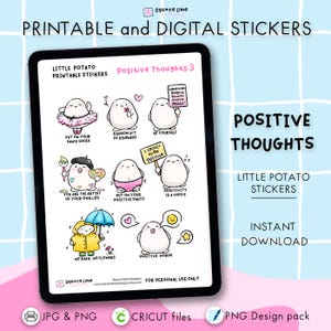 Adesivi Pensieri Positivi - Stampabili e Digitali - Adesivi per Planner Little Potato - File PDF, PNG, Cricut, GoodNotes - Download Immediato