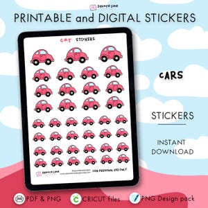 Cars Stickers – Functional Doodles - Printable and Digital Stickers – JPG, PNG, Cricut, GoodNotes Files - Instant Download