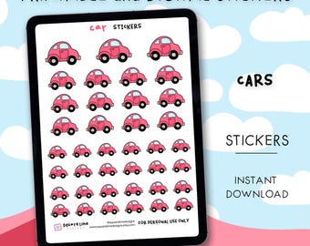 Cars Stickers – Functional Doodles - Printable and Digital Stickers – JPG, PNG, Cricut, GoodNotes Files - Instant Download