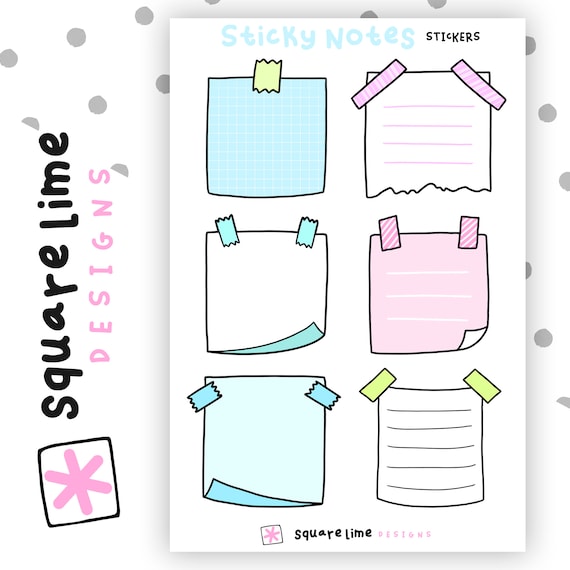 Sticky Notes Stickers - Planner Stickers - Diary Stickers - Cute Stickers -  Bullet Journal Stickers - Little Notes - Notepad Stickers