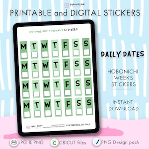 Daily Dates 3 Hobonichi Weeks Sticker Kit – Printable and Digital Stickers – JPG, PNG, Cricut, GoodNotes Files - Instant Download