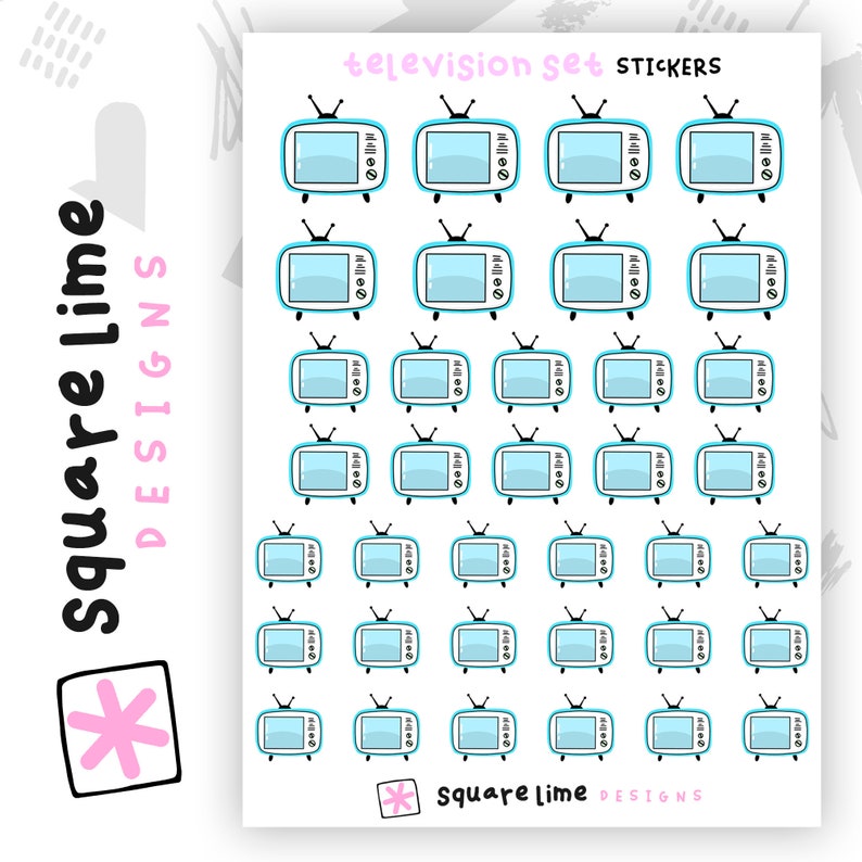 Television Set Stickers TV Sticker Planner Stickers Etsy