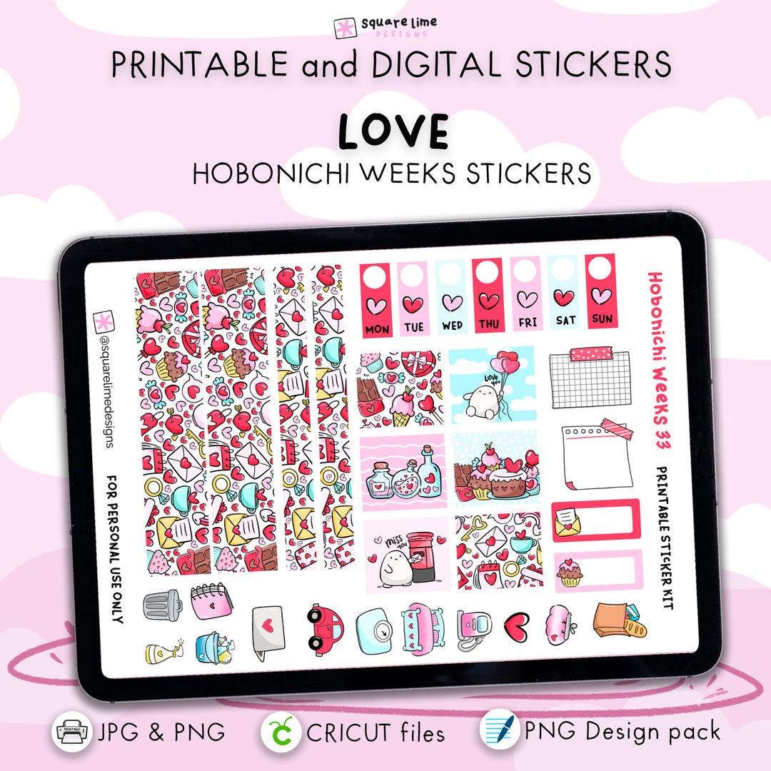 Love Hobonichi Weeks Sticker Kit – Printable and Digital Stickers – JPG ...