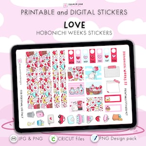 Love Hobonichi Weeks Sticker Kit – Printable and Digital Stickers – JPG, PNG, Cricut, GoodNotes Files - Instant Download