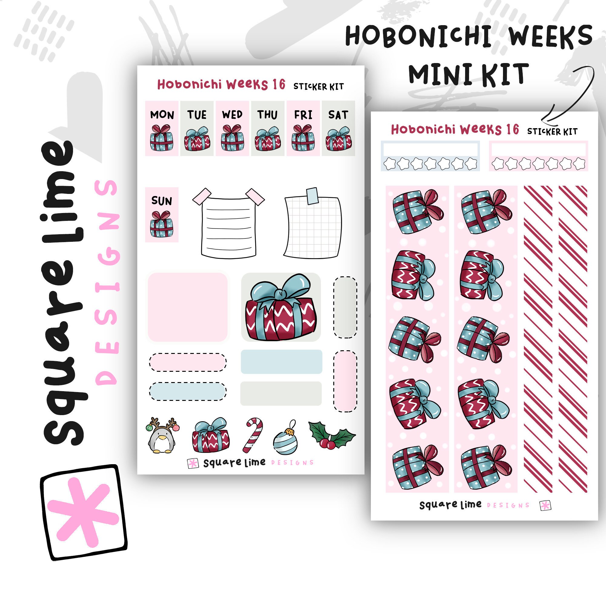 Christmas Themed Hobonichi Weeks Sticker Kit 16 2 Sticker - Etsy