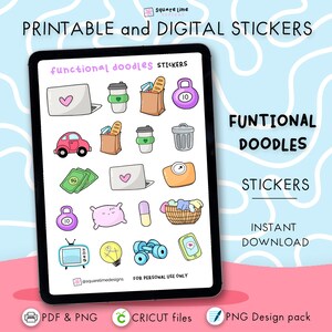 Functional Doodles Stickers - Printable and Digital Stickers – PDF, PNG, Cricut, GoodNotes Files - Instant Download