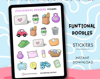Functional Doodles Stickers - Printable and Digital Stickers – PDF, PNG, Cricut, GoodNotes Files - Instant Download