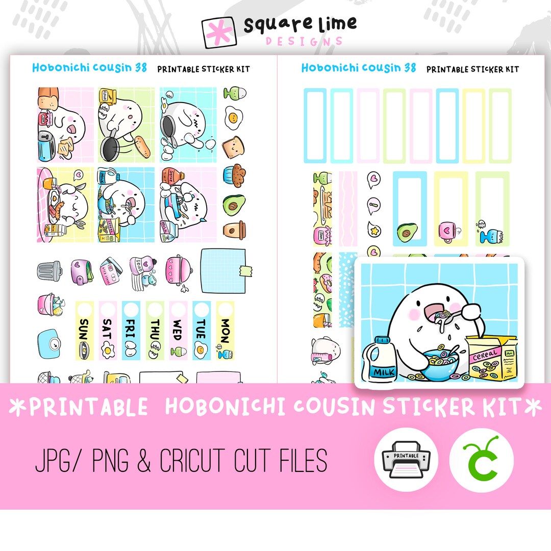 BREAKFAST Themed Hobonichi Cousin Printable Sticker Kit #38 - Digital ...