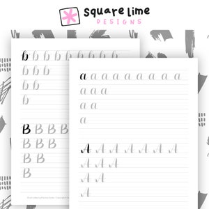 Brush Lettering Practice Guide, Uppercase &amp; Lowercase, Brush ...