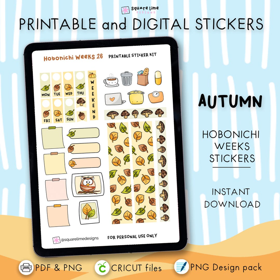 Autumn Hobonichi Weeks Sticker Kit – Printable and Digital Stickers ...