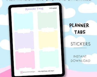 Planner Tabs Stickers – Colourful Divider Tabs - Printable and Digital Stickers – JPG, PNG, Cricut, GoodNotes Files - Instant Download