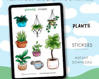 Plants Stickers – Gardening Doodles - Printable and Digital Stickers – PDF, PNG, Cricut, GoodNotes Files - Instant Download