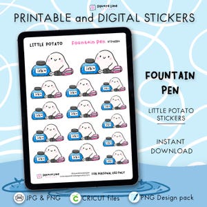 Fountain Pen Stickers – Printable & Digital Designs – Little Potato Planner Stickers - JPG, PNG, Cricut, GoodNotes Files - Instant Download