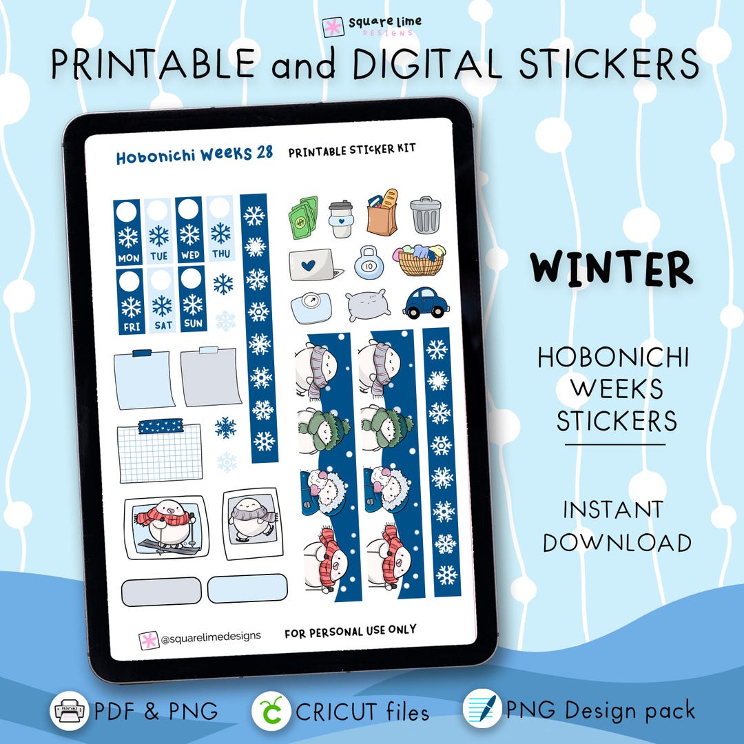 Winter Hobonichi Weeks Sticker Kit – Printable and Digital Stickers ...