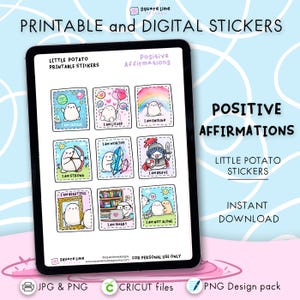 Positive Affirmation Stickers | Self Love, Motivation, Wellness | Printable and Digital Stickers | JPG, PNG, Goodnotes | Instant Download