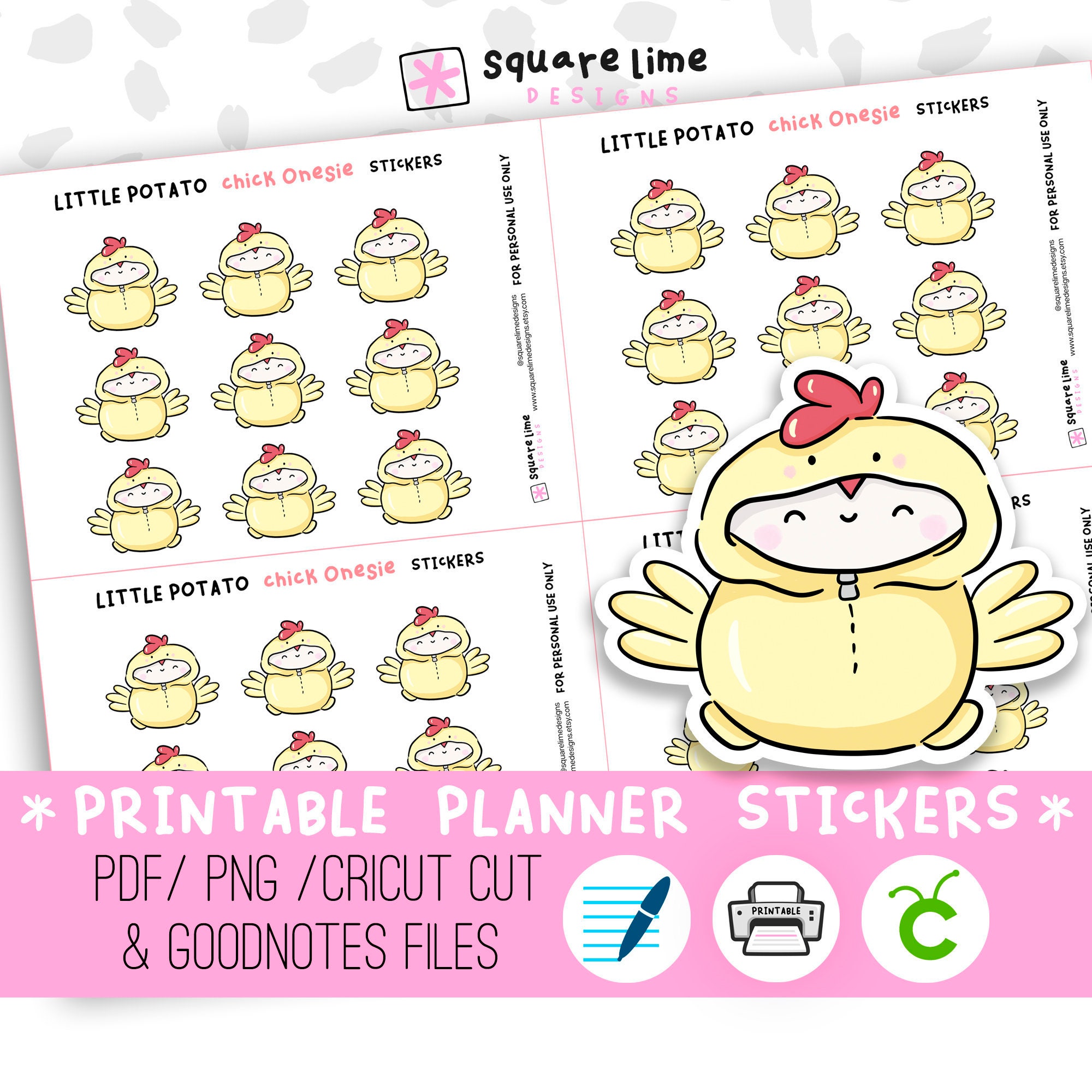 Chick Onesies - Printable Stickers featuring Little Potato — Square ...