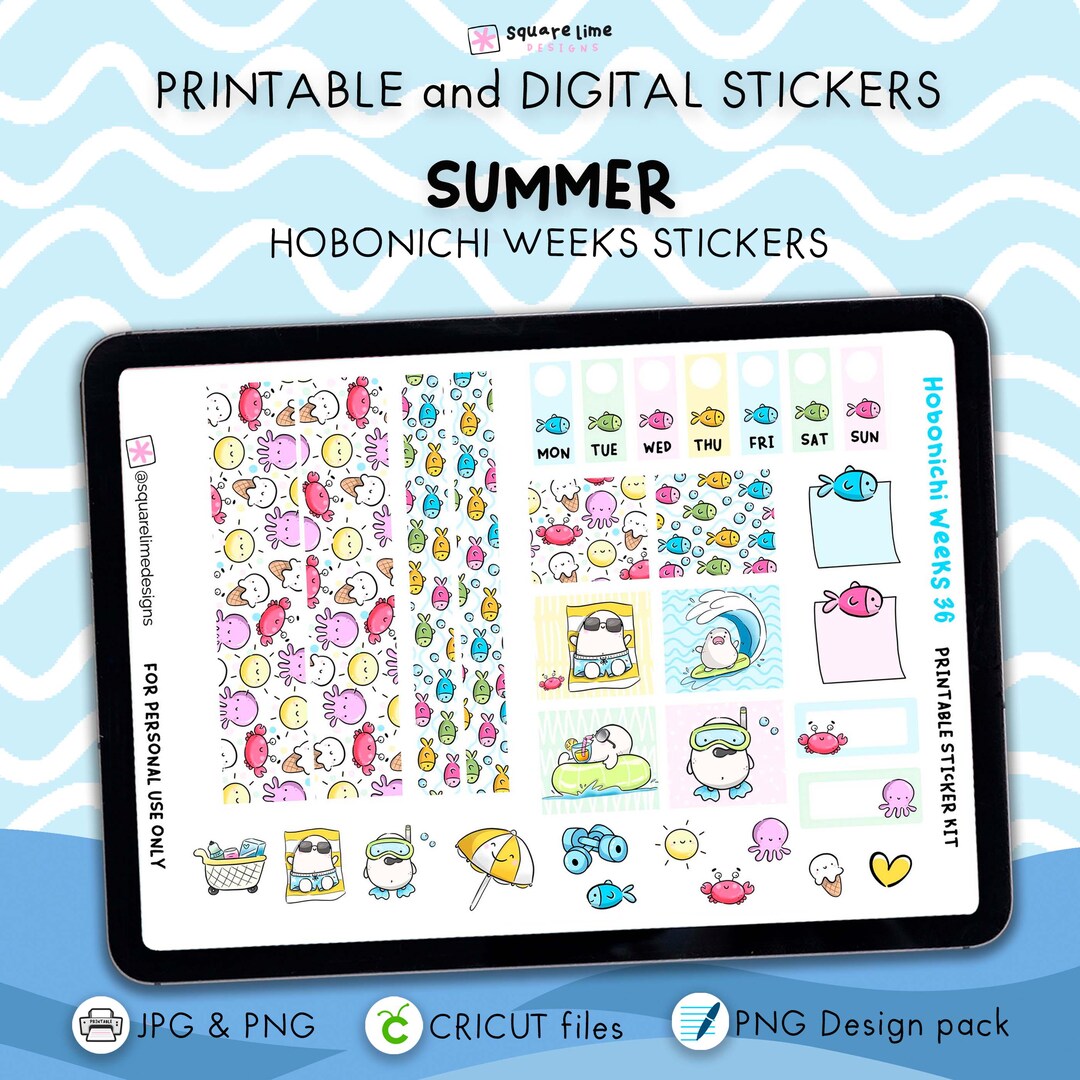 Summer Hobonichi Weeks Sticker Kit – Printable and Digital Stickers ...