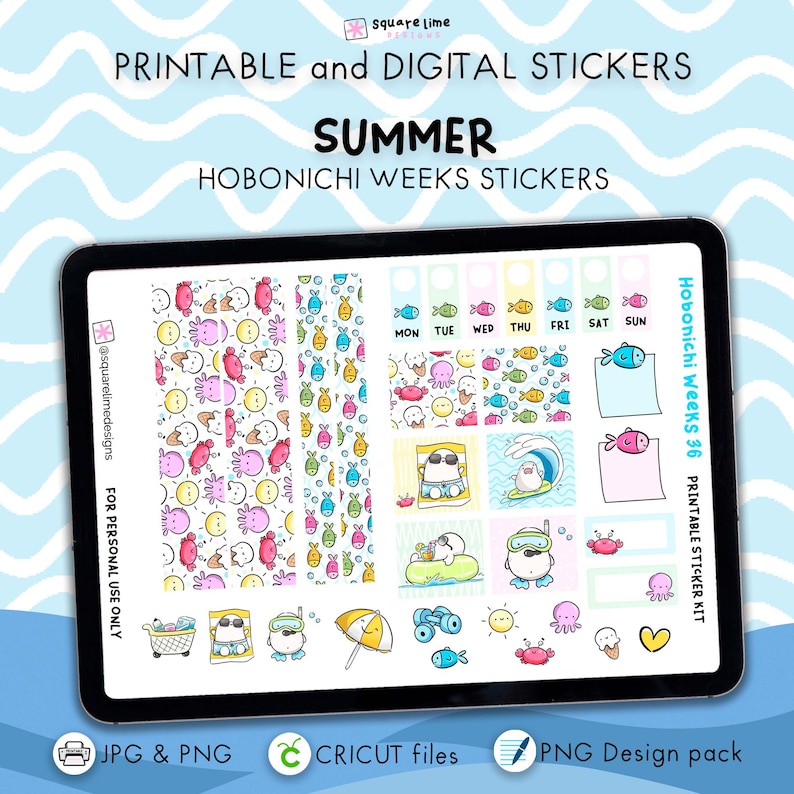 Summer Hobonichi Weeks Sticker Kit – Printable and Digital Stickers ...
