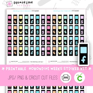 Days For a Month #6 - Hobonichi Weeks Printable Sticker Kit - Rainbow Stickers - Digital Stickers - JPEG, PNG and Cricut Files