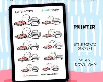 Drucker Aufkleber - Druckbare & digitale Designs - Kleine Kartoffel Sticker - JPG, PNG, Cricut, GoodNotes Files - Instant Download
