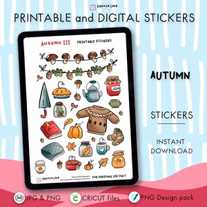 Autumn Stickers – Seasonal Doodles - Printable and Digital Stickers – JPG, PNG, Cricut, GoodNotes Files - Instant Download