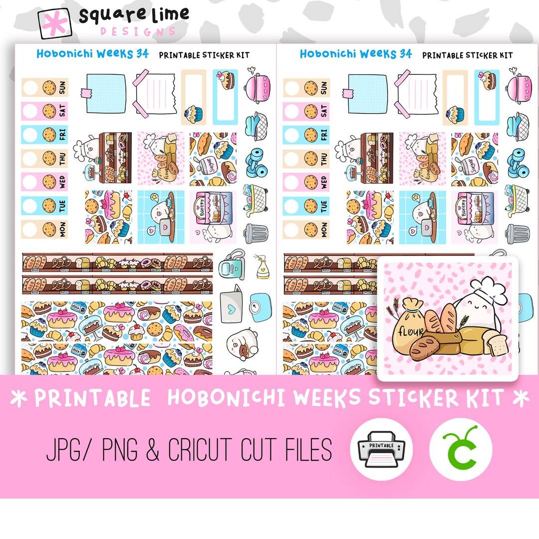 BAKERY Themed Hobonichi Weeks Printable Sticker Kit #34 - Digital ...
