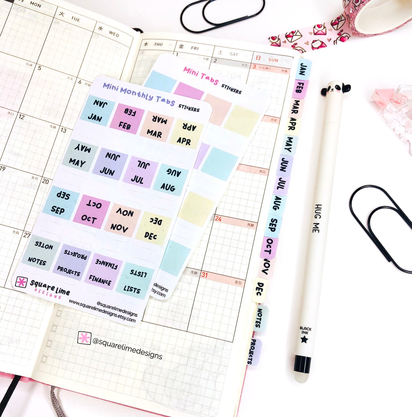 Mini Hobonichi Monthly Tab Stickers Hobonichi Functional Etsy