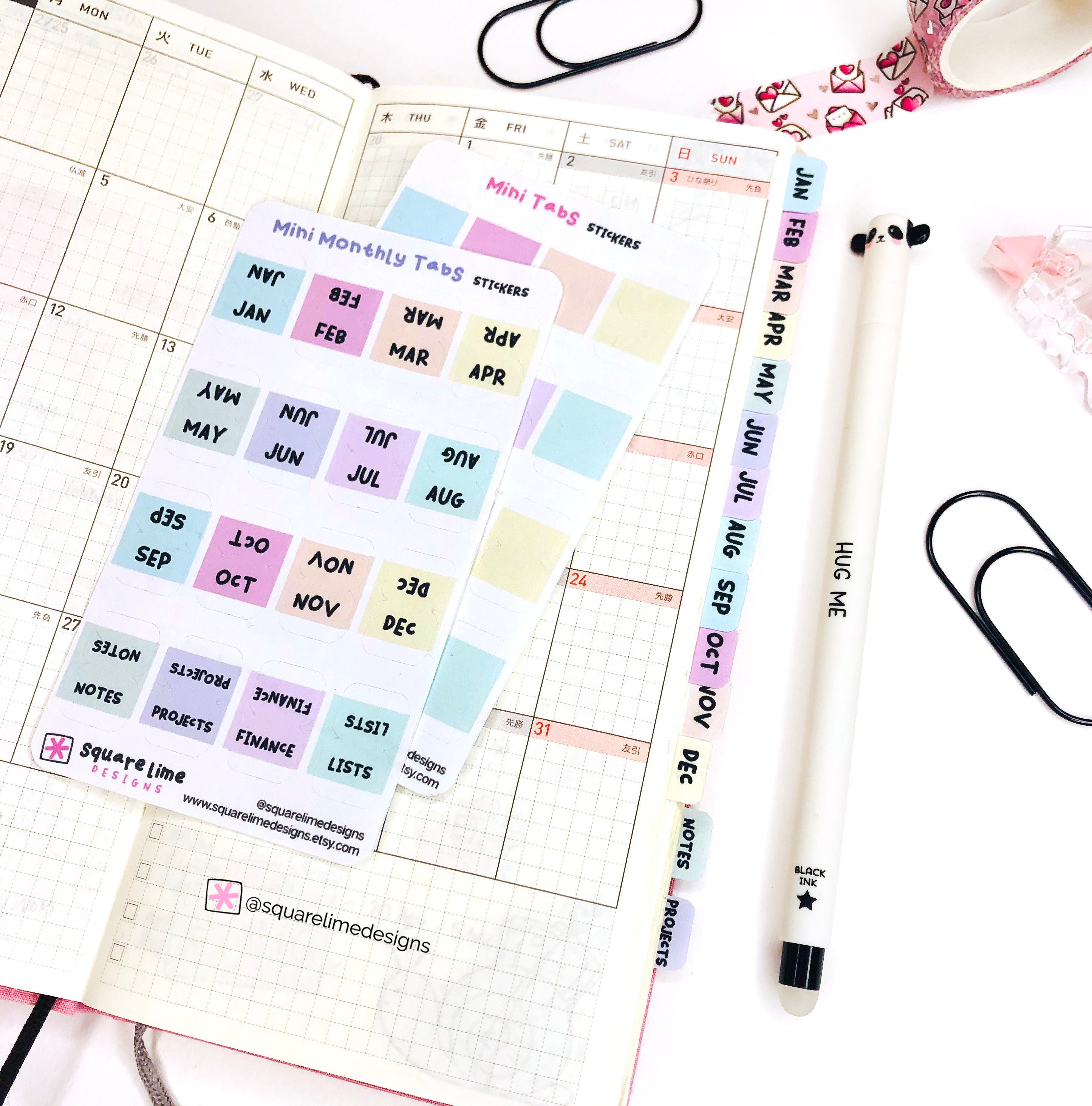 Mini Hobonichi Monthly Tab Stickers Hobonichi Functional Etsy