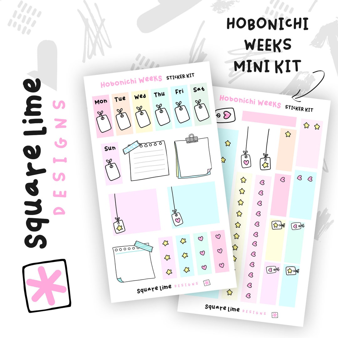 Hobonichi Weeks Weekly Sticker Kit Hobonichi Stickers Square Lime