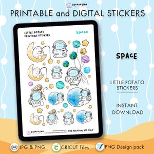 Space Stickers – Printable and Digital Designs – Little Potato Planner Stickers - JPG, PNG, Cricut, GoodNotes Files - Instant Download