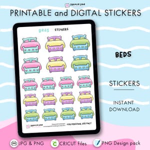 Beds Stickers – Functional Doodles - Printable and Digital Stickers – JPG, PNG, Cricut, GoodNotes Files - Instant Download