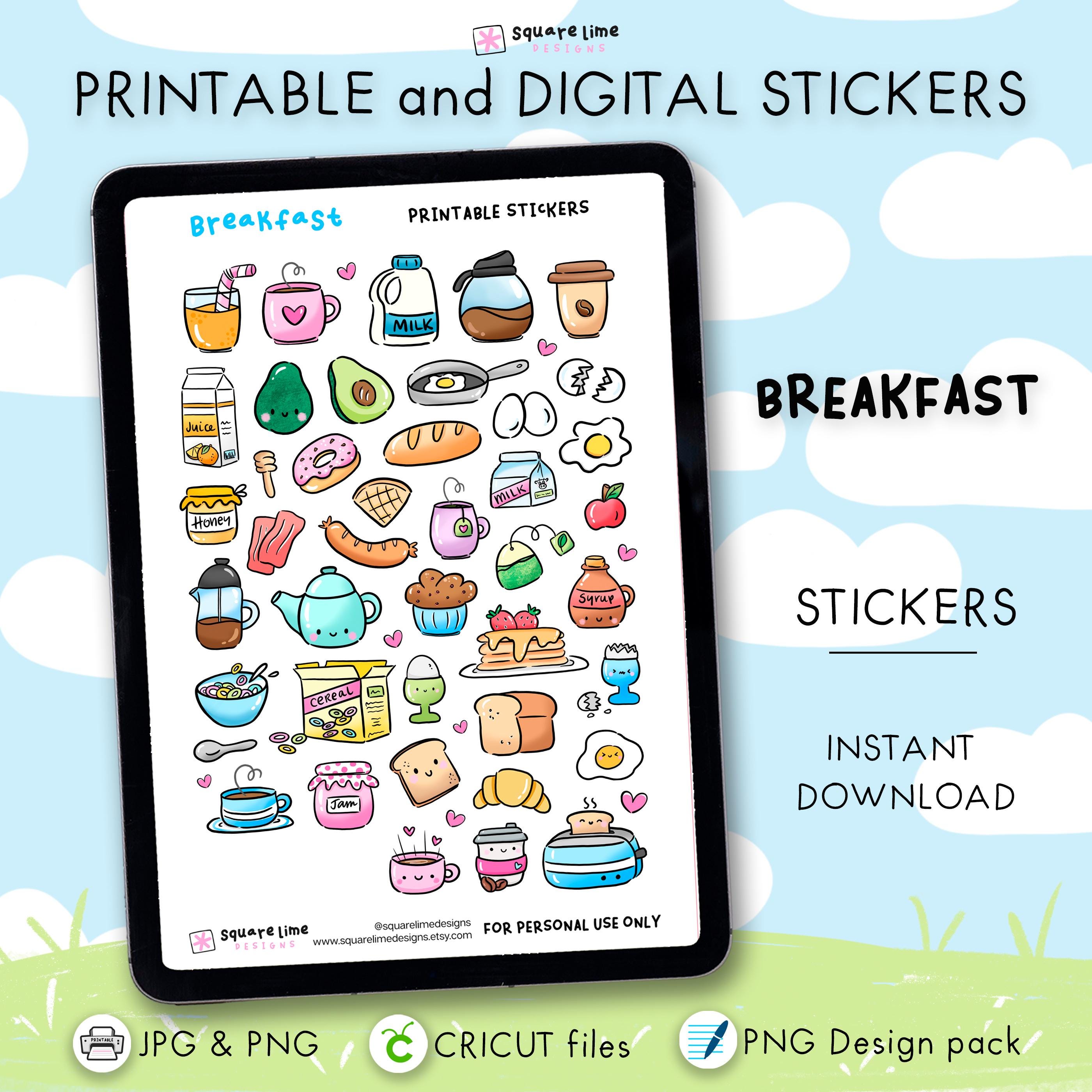 Breakfast Stickers – Food Doodles - Printable and Digital Stickers ...